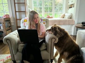 Amanda Seyfried with her dog, Finn.