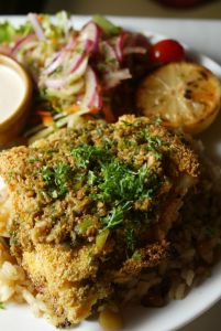 Baked fresh seabass with Egyptian seasoning rolled in cornmeal from Habibi's Koshary in no.112-114 Wellington Street, Central, 24 May 2003. (Photo by Oliver Tsang/South China Morning Post via Getty Images)