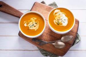 Creamy Butternut Squash Soup in Two Bowls