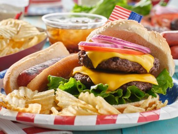 hamburgers and hot dogs