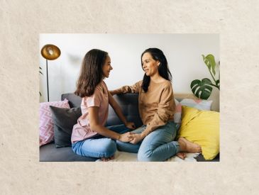 Mom and daughter talking about mental health