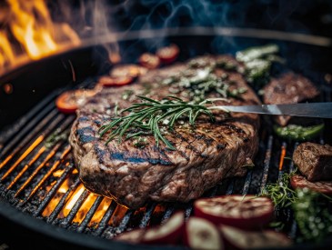 Grilled steak, meat thermometer sale