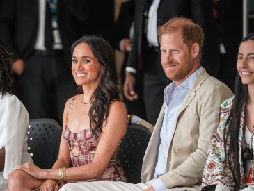 Meghan, Duchess of Sussex and Prince Harry, Duke of Sussex attend a folkloric presentation at Centro Nacional de las Artes Delia Zapata during their visit to Colombia on August 15, 2024 in Bogota, Colombia.