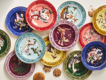 Phannapast Taychamaythakool x Anthropologie Twelve Days of Christmas Stoneware Dessert Plates, Set of 12