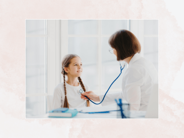 Pediatrician check up on child